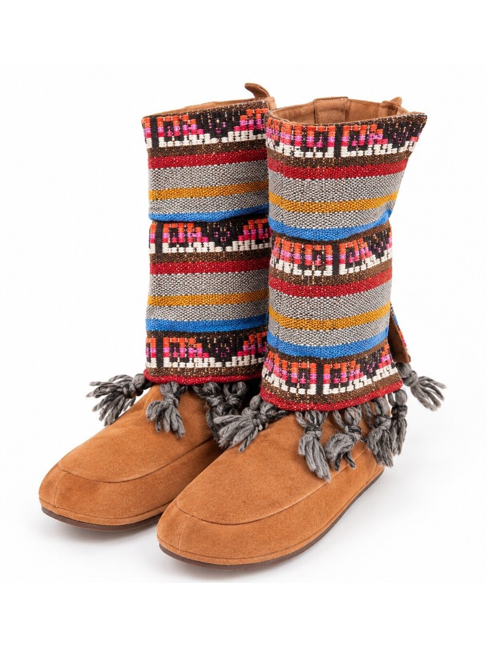 MUK LUKS Women’s 9 Boho Southwestern Tribal Woven Fringe Moccasin Boots 2010s